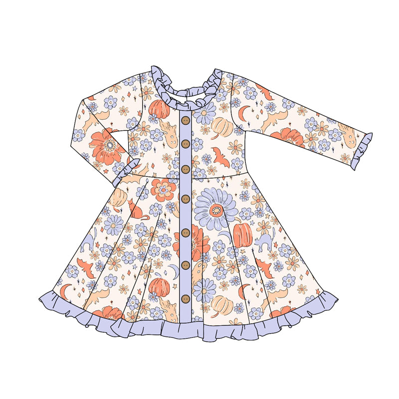 6.2GLD1107 Pumpkin Long Sleeve Dress