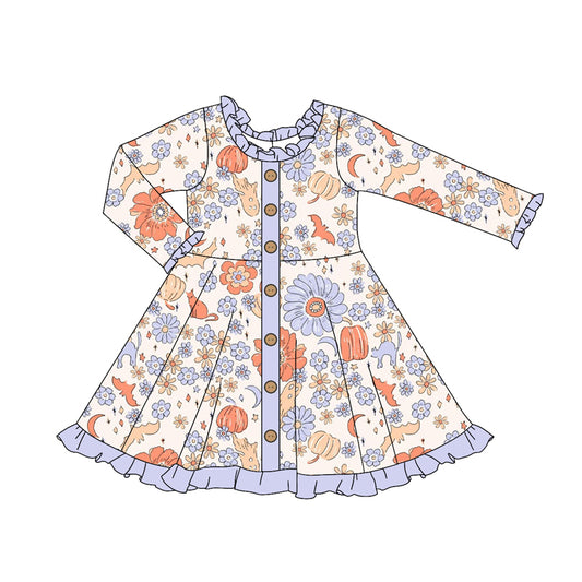6.2GLD1107 Pumpkin Long Sleeve Dress