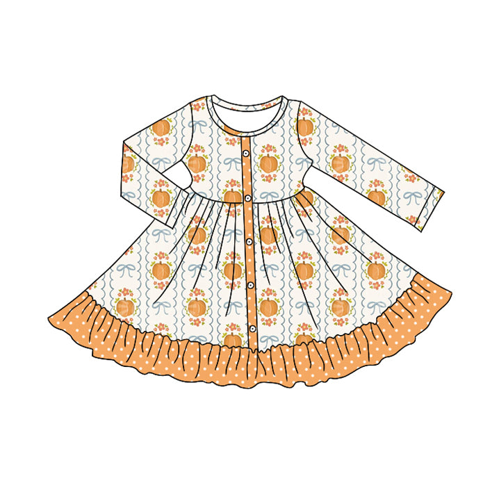 6.5GLD1111 Pumpkin Long Sleeve Dress