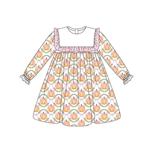 6.5GLD1112 Pumpkin Doll Collar Long Sleeve Dress