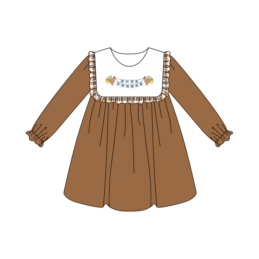 6.5GLD1114 Turkey Brown Long Sleeve Dress