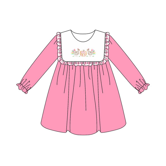 6.5GLD1115 Turkey pink long-sleeved dress
