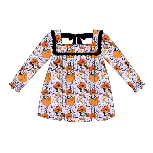 6.5GLD111 Halloween Pumpkin Long Sleeve Dress