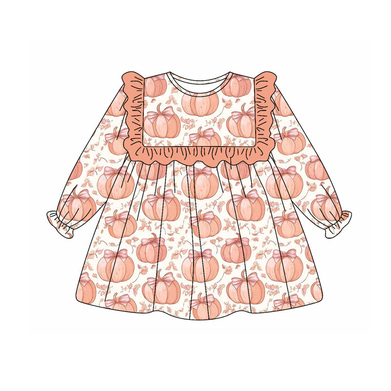 6.6GLD1117 Pumpkin Long Sleeve Dress