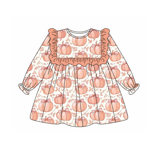 6.6GLD1117 Pumpkin Long Sleeve Dress
