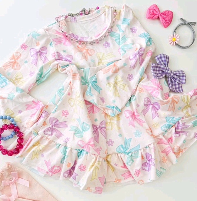 6.7GLD1121 Colorful Bow Dress