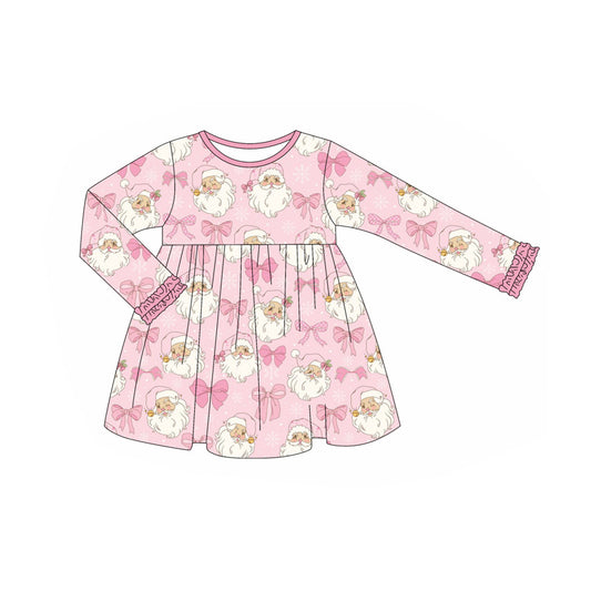 6.7GLD1124 Christmas tree pink bow dress