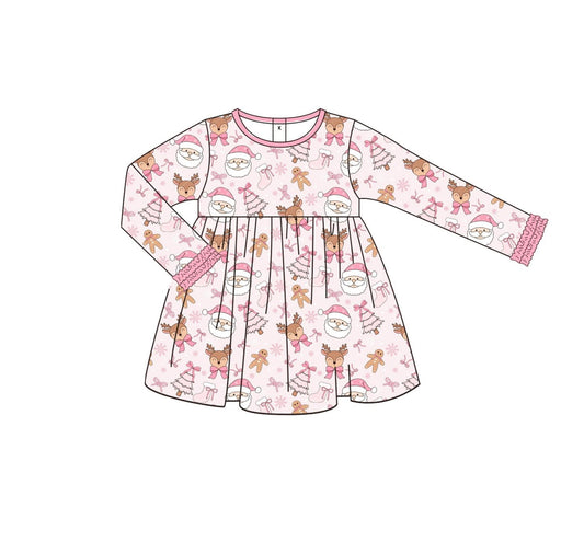 6.13GLD1131 Christmas pink long-sleeved dress
