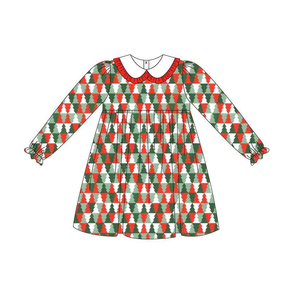 6.13GLD1132 Christmas tree long sleeve dress
