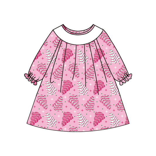 6.14GLD1137 Christmas tree pink doll collar long sleeve dress