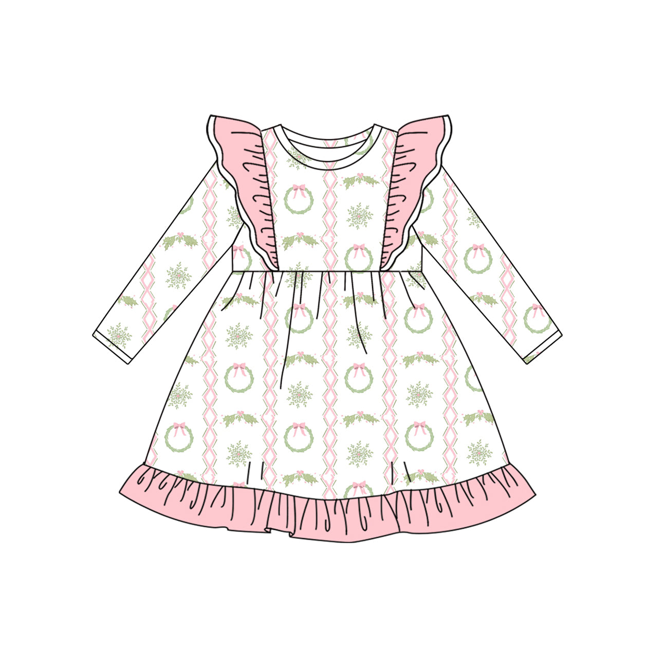 6.17GLD1141 Girls Christmas Flying Sleeve Dress