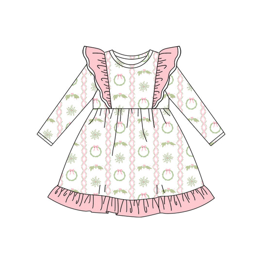 6.17GLD1141 Girls Christmas Flying Sleeve Dress