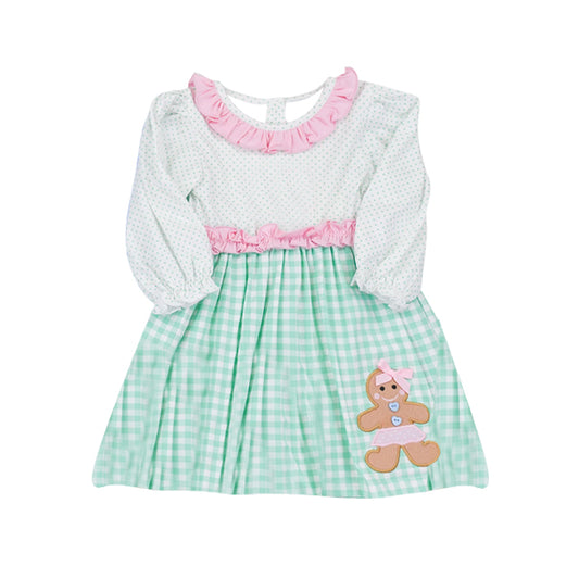 6.17GLD1143 Gingerbread Cartoon Flying Sleeve Dress