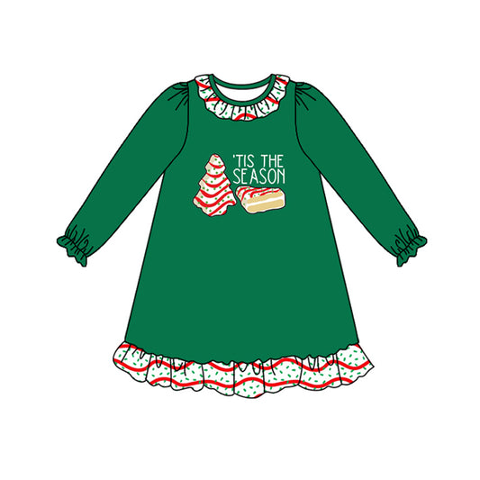 6.18GLD1155 Christmas tree green long-sleeved dress