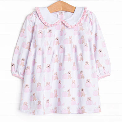 6.24 GLD1157 Pink long-sleeved dress with baby doll collar