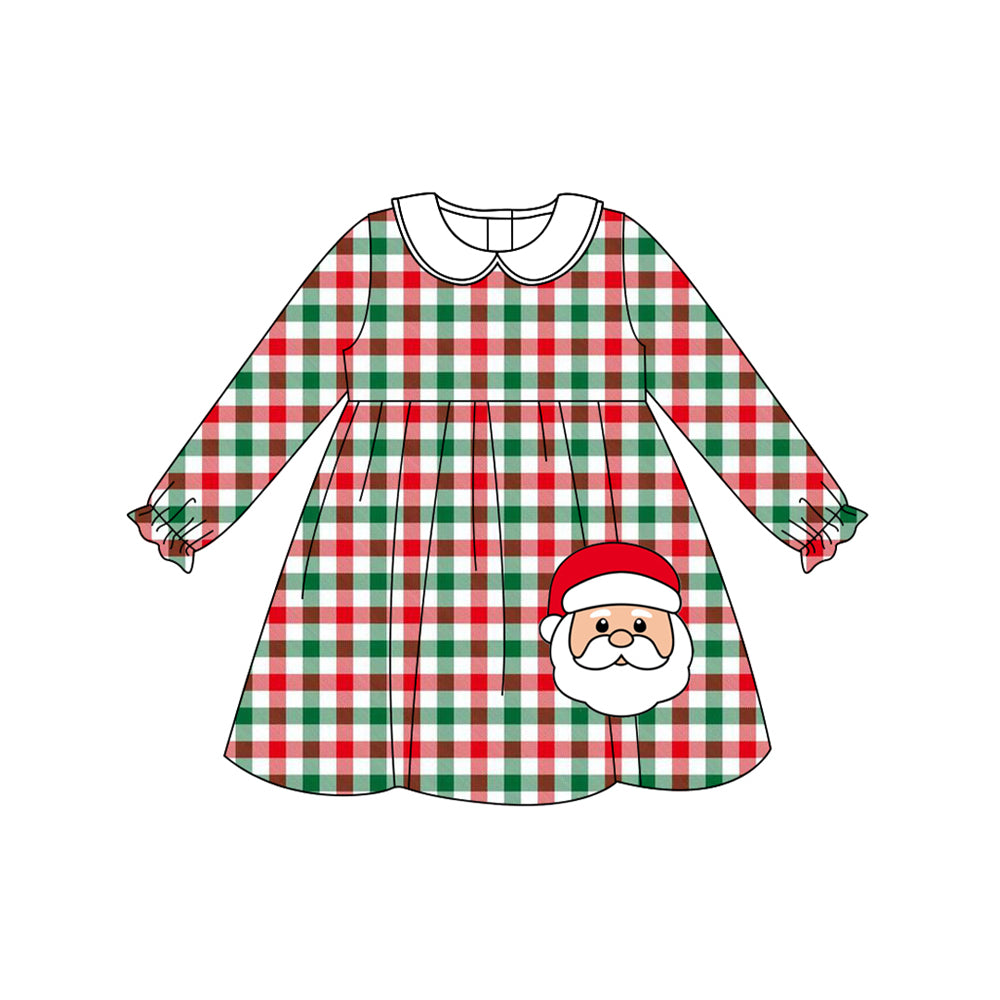 6.26GLD1167 Santa Claus plaid long-sleeved dress