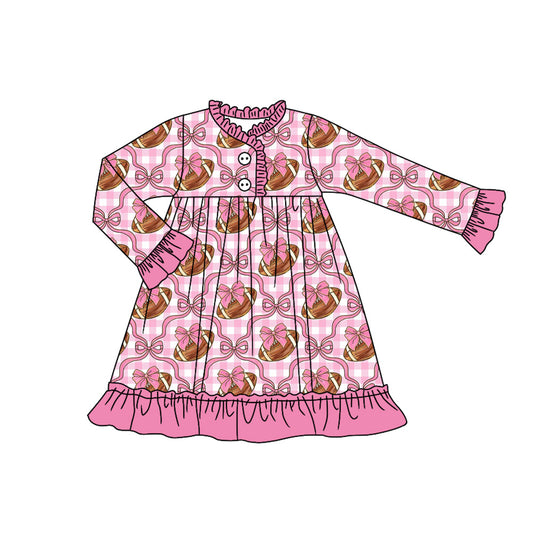 6.26GLD1170 Rugby Bow Long Sleeve Dress