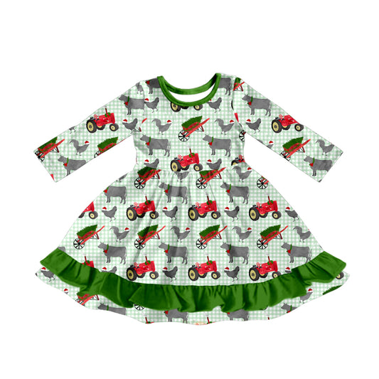 7.7GLD1183 Green Animal Long Sleeve Dress