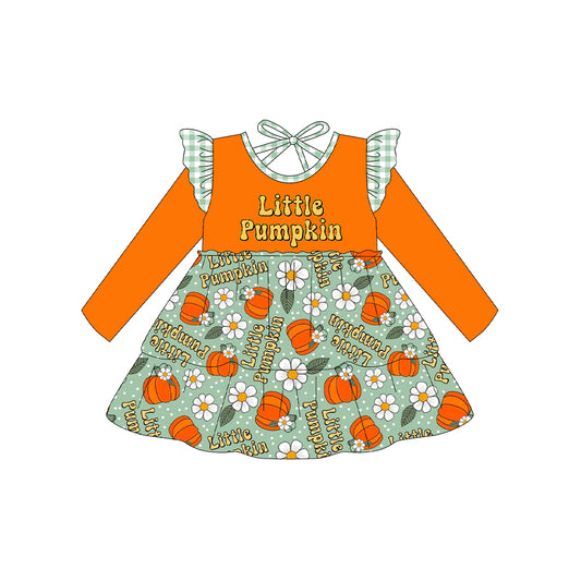 7.26 GLD1195 Pumpkin flower long-sleeved dress