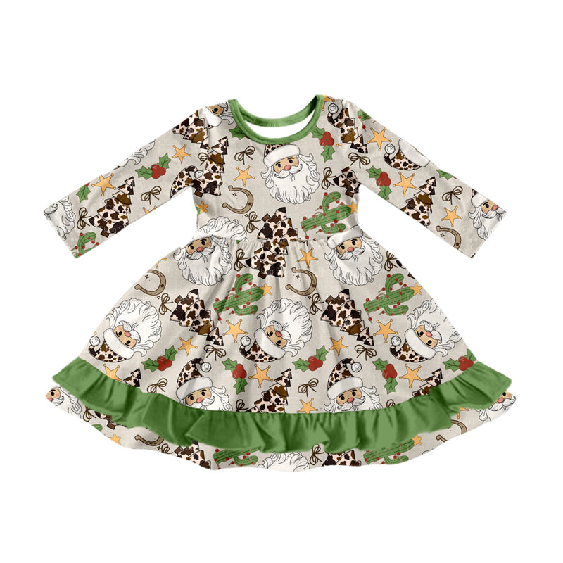 7.29GLD1213 Christmas tree green long-sleeved dress
