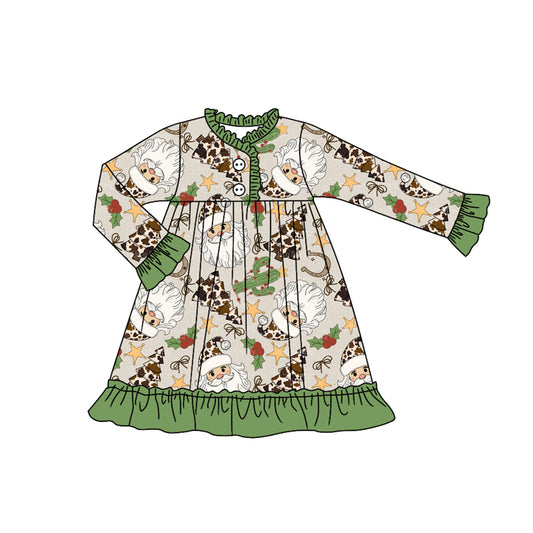 7.29GLD1214 Santa Claus green long-sleeved dress
