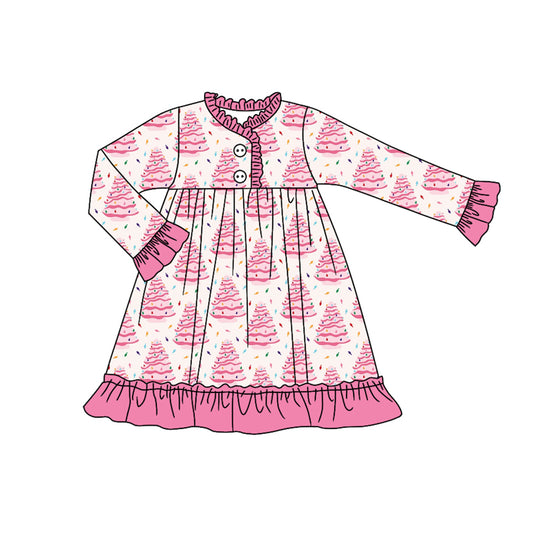 7.28GLD1225 Christmas tree long sleeve dress