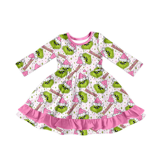 7.26 GLD1234grinch lace green long-sleeved dress