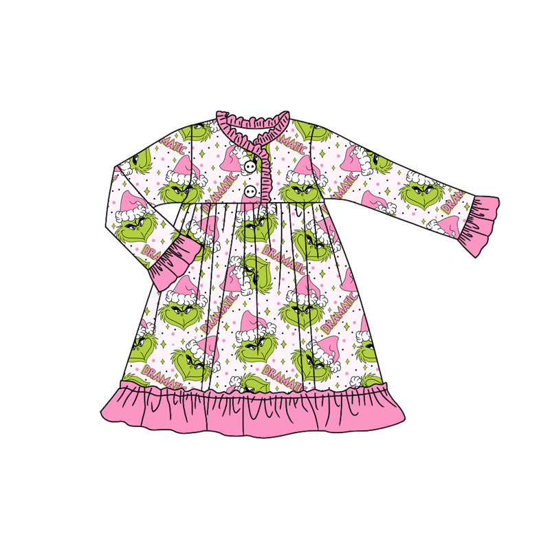 7.26 GLD1235grinch green long-sleeved dress