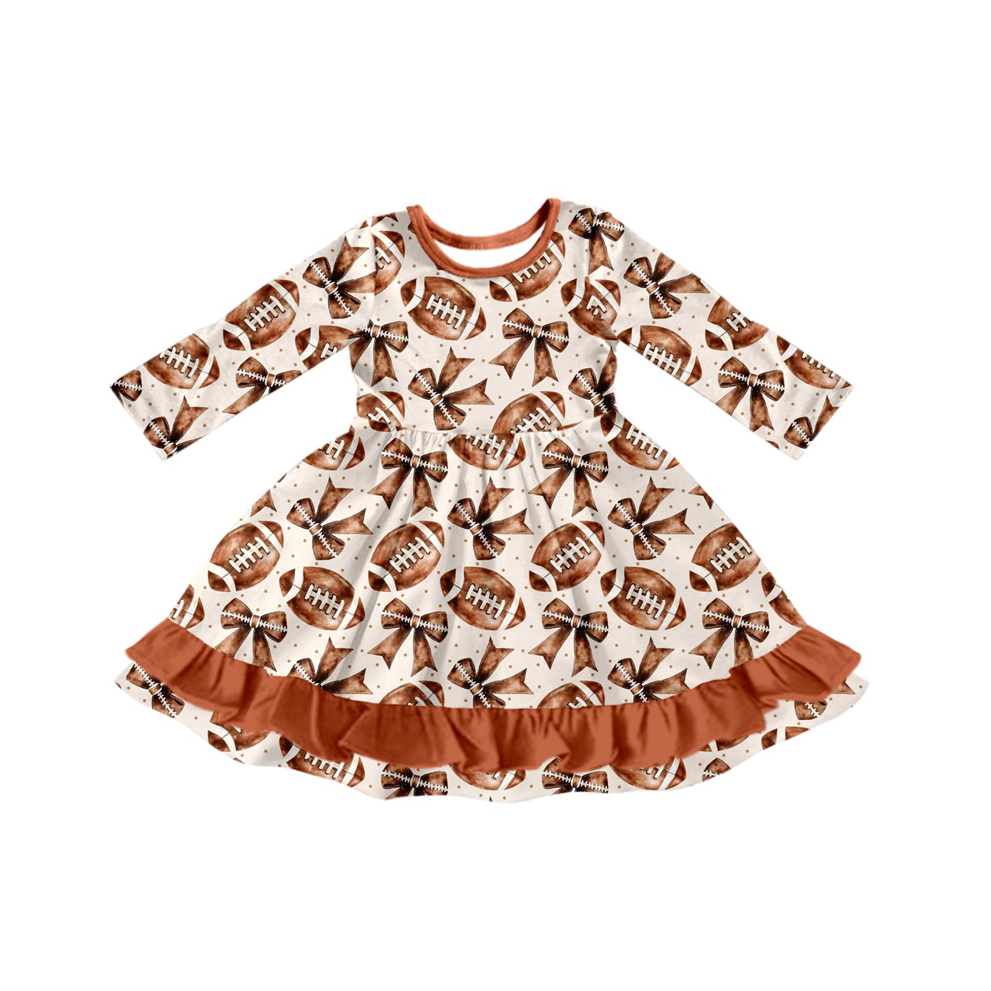 X822GLD1268 Rugby Bow Long Sleeve Dress