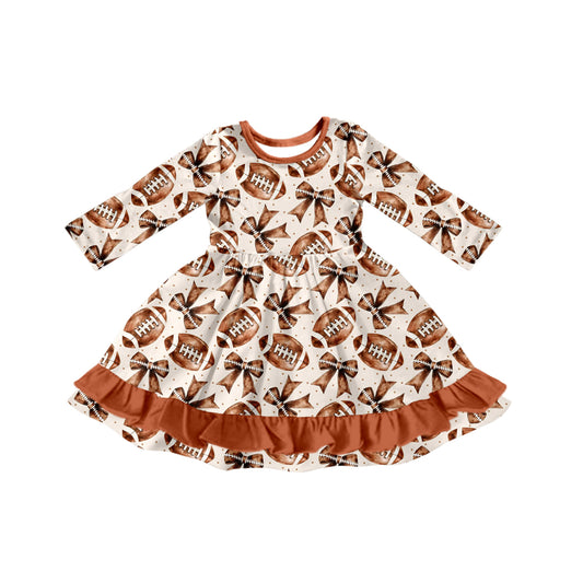 X822GLD1268 Rugby Bow Long Sleeve Dress