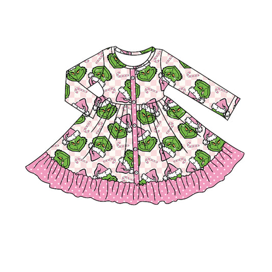 X819 GLD1273grinch long sleeve dress