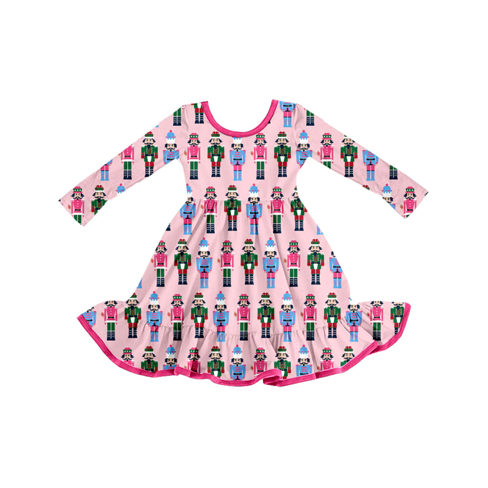 X913 GLD1280 Christmas long-sleeved pink cartoon dress