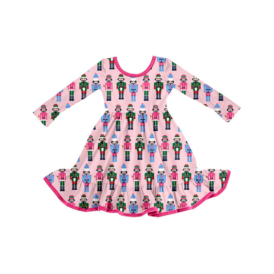 X913 GLD1280 Christmas long-sleeved pink cartoon dress
