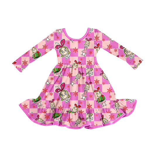 X911 GLD1281grinch Christmas long-sleeved dress