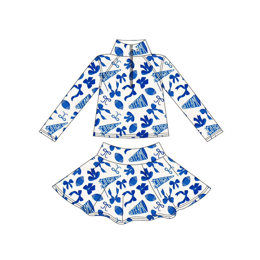X910 GLD1283 Blue Rugby Yoga Suit