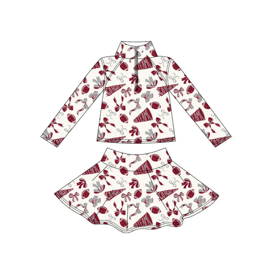 X910 GLD1284 Red Rugby Bow Yoga Suit