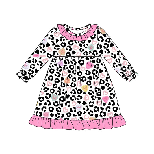X906 GLD1290 Leopard Print Long Sleeve Dress