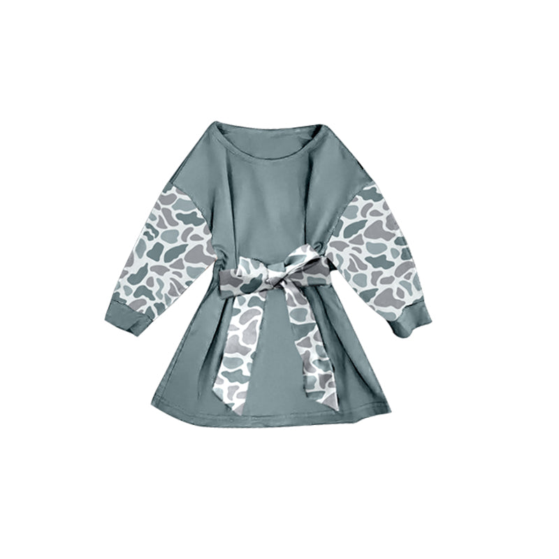 X10.15 GLD1299 Gray Camouflage Long-Sleeved Dress