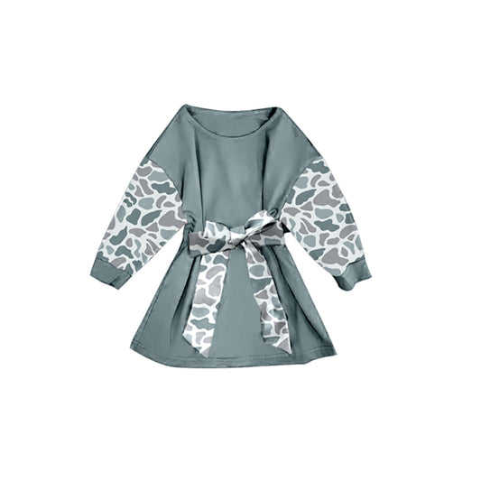 X10.15 GLD1299 Gray Camouflage Long-Sleeved Dress