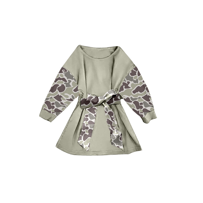 X10.15 GLD1230 Light Green Camouflage Long-Sleeved Dress