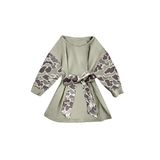 X10.15 GLD1230 Light Green Camouflage Long-Sleeved Dress