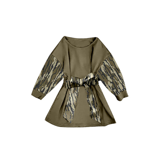 X10.15 GLD12302 Dark Green Camouflage Long-Sleeved Dress