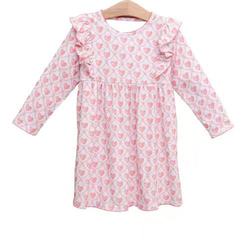 X930 GLD1343 Heart Long-Sleeved Dress