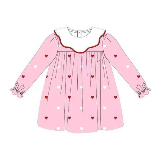 X929 GLD1352 Pink Heart Long-Sleeved Dress