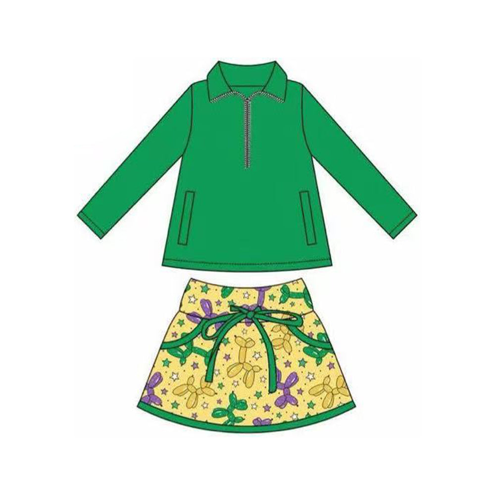 X927 GLD1354 Green Skirt and Pants Set