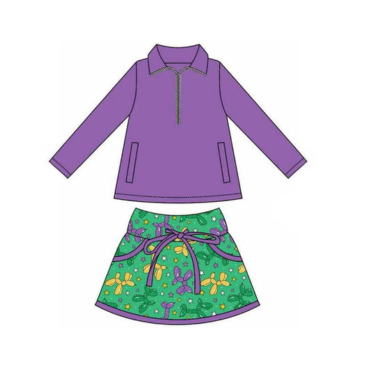 X927 GLD1355 Purple Skirt and Pants Set