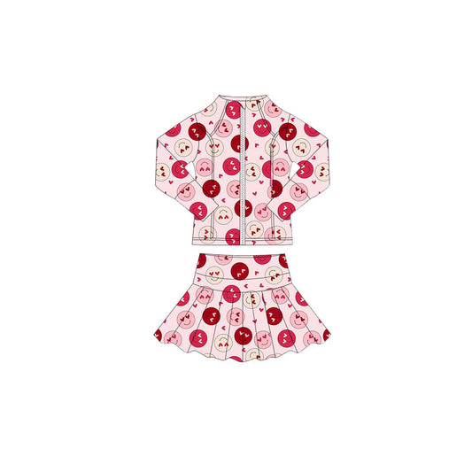 X10.20 GLD1391 Smiley Heart Zipper Yoga Skirt