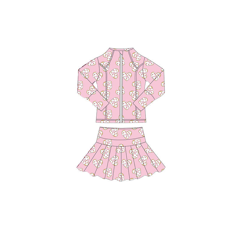 X10.21  GLD1394 Pink Heart Zipper Yoga Suit