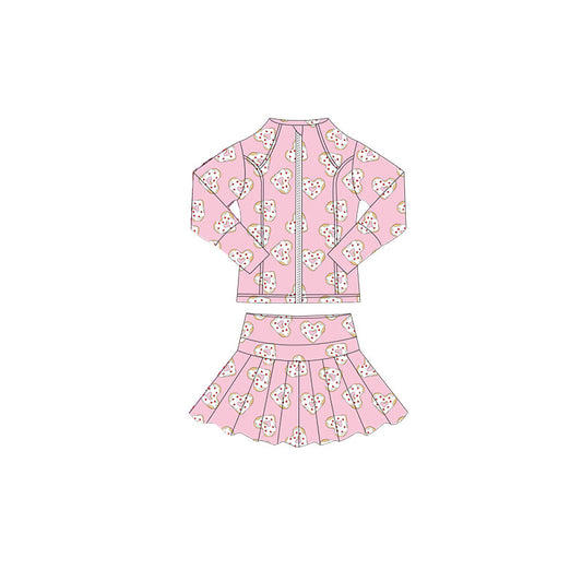 X10.21  GLD1394 Pink Heart Zipper Yoga Suit