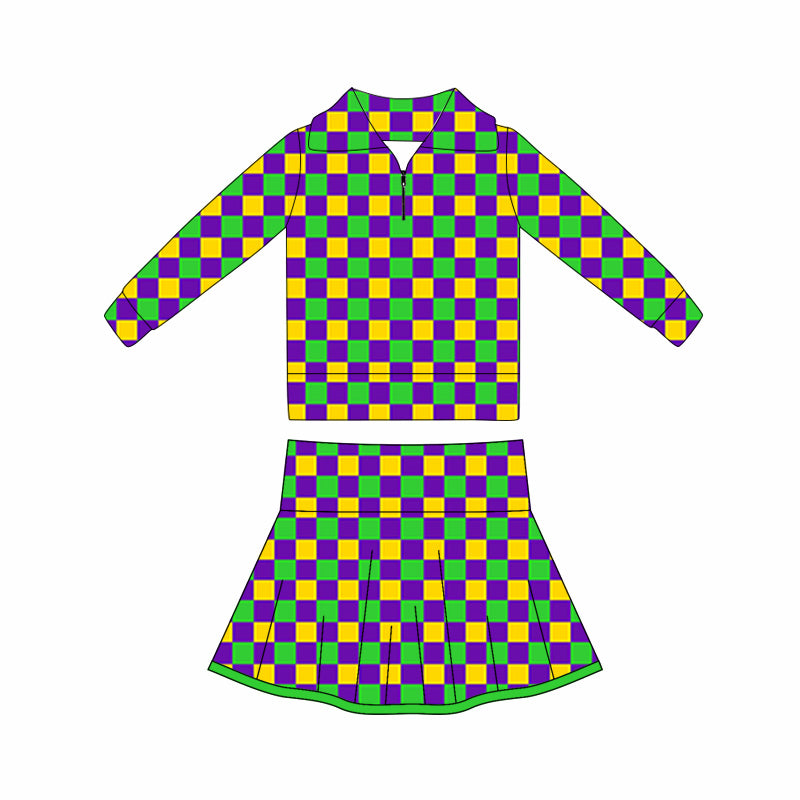 X10.21  GLD1397 Plaid Green Yoga Suit